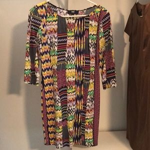 EUC “ABS” GREAT PRINT DRESS.  BEAUTIFUL COLORS.SO COMFORTABLE. 3/4 SLEEVES. SZ M